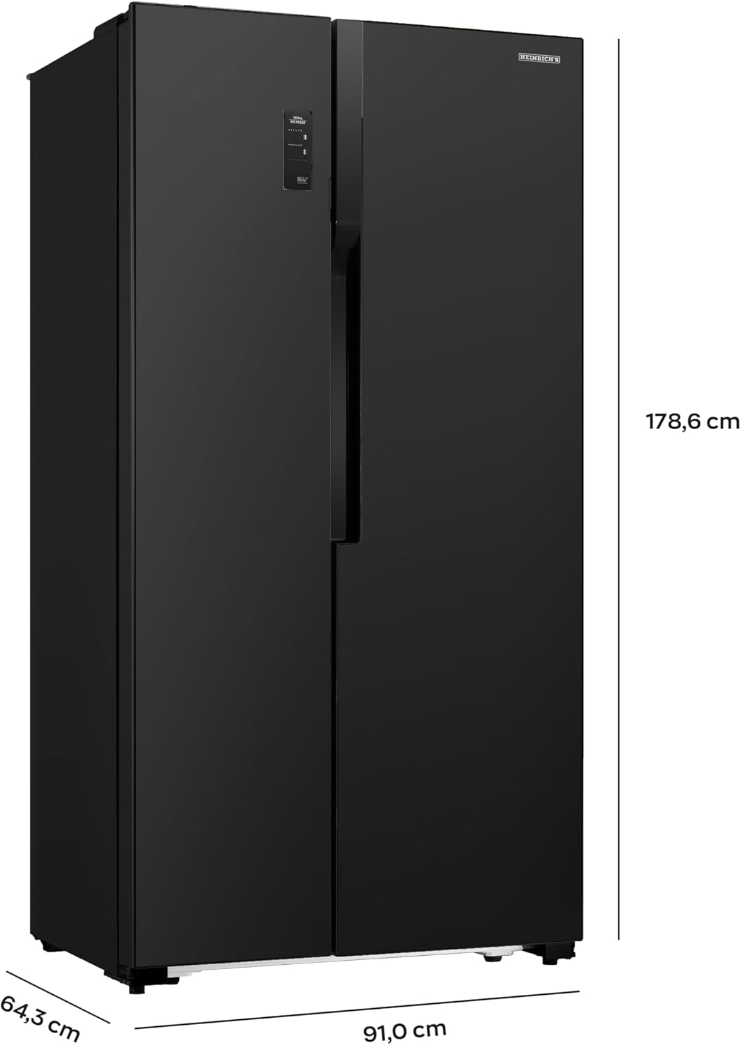 Side-by-Side Kühlschrank 519L, No-Frost, Touch, LED, leise, Schwarz-Inox, A+