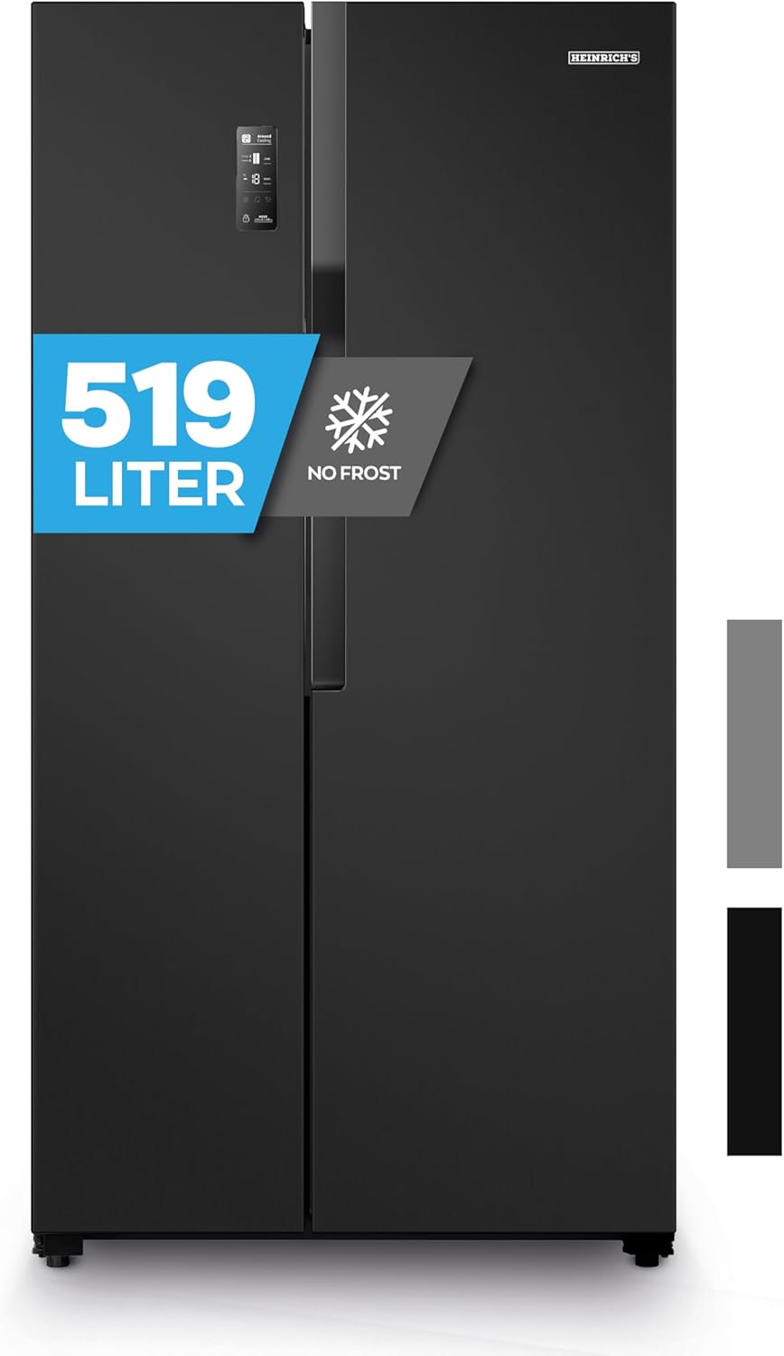 Side-by-Side Kühlschrank 519L, No-Frost, Touch, LED, leise, Schwarz-Inox, A+
