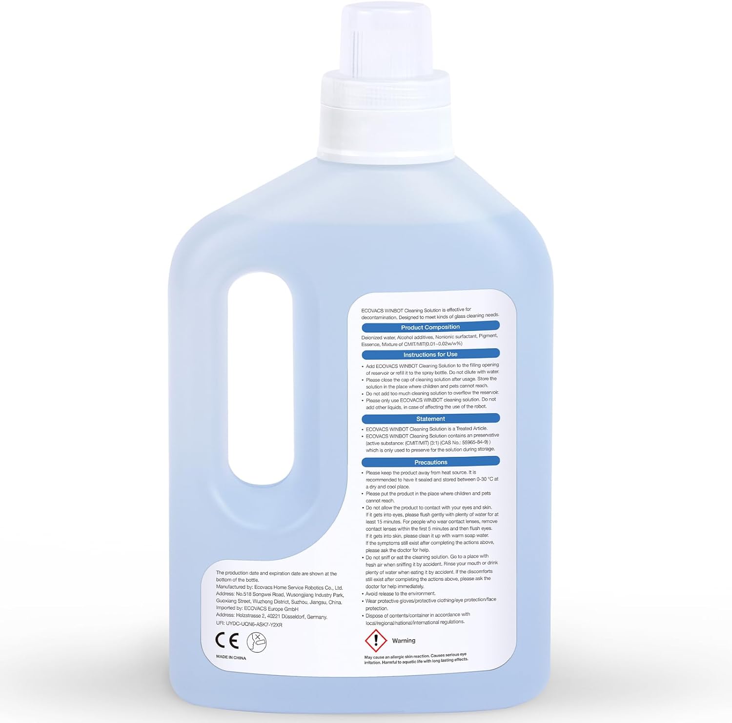 ECOVACS 1L Reinigungslösung für Winbot W1/W1 PRO/W2/W2 OMINI Fensterputzroboter, Originalzubehör
