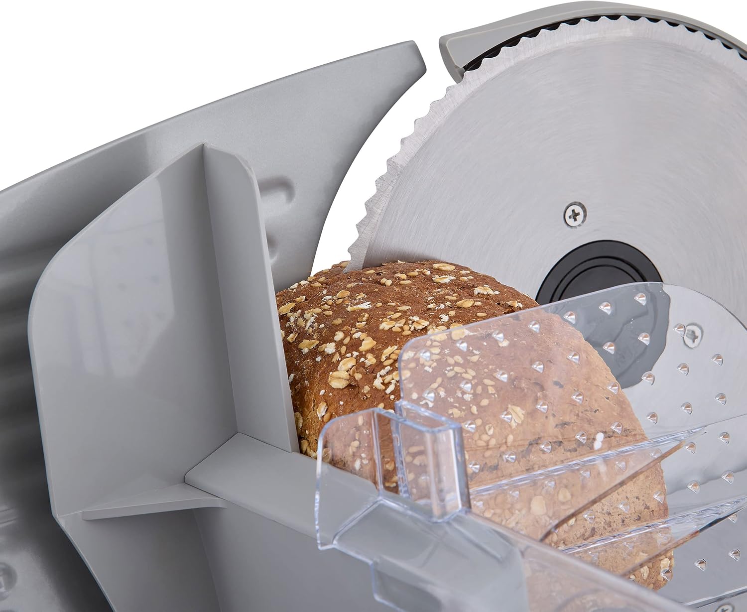 HEINRICHS Metall-Allesschneider, elektrische Brotschneidemaschine, Wurstschneidemaschine, Edelstahl-Rundmesser(Ø19cm), stufenlose Schnittstärkeneinstellung, integr. Sicherheitssperre,200W