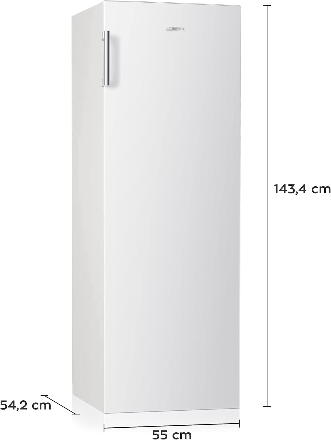 HEINRICHS Kühlschrank 242L, LED-Beleuchtung, 5 Glasablagen, 7 Temperaturstufen, wechselbarer Türanschlag, 40dB, Weiß