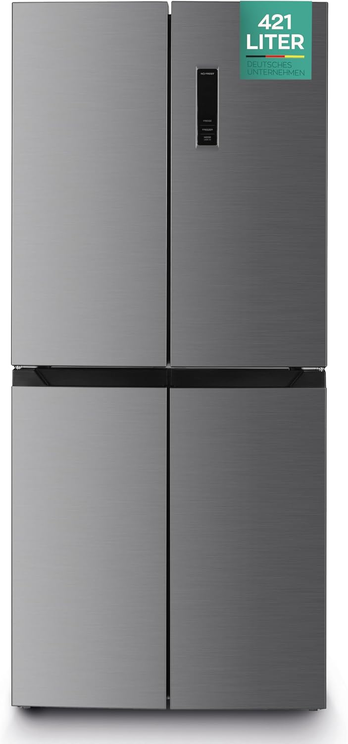 HEINRICHS Cross-Door Kühlschrank 421L, No-Frost, LED, Multi-Airflow, Fresh Converter, Inox