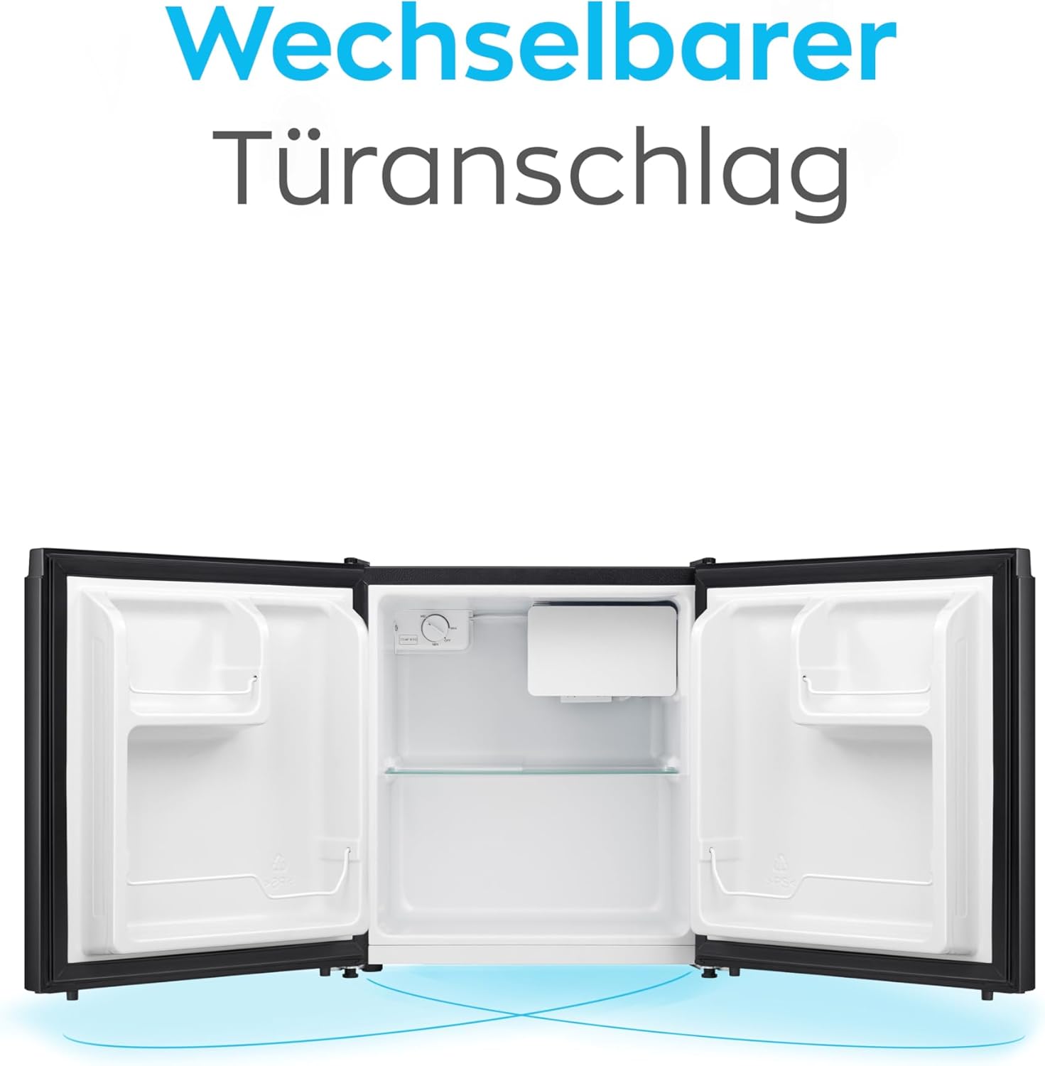 HEINRICHS Getränkekühlschrank 45L, 39dB, mit Kühlfach, kompakt, für Büro & Outdoor, Schwarz