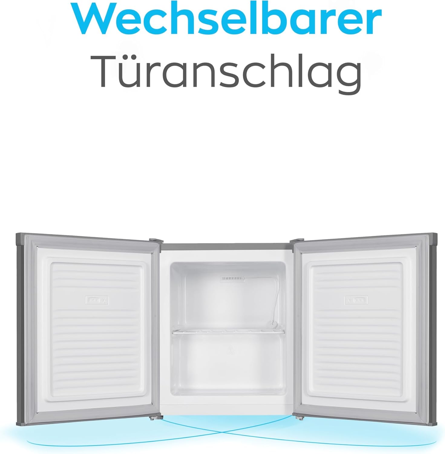 HEINRICHS Mini Gefrierschrank 33L, 40dB, wechselbarer Türanschlag, bis -18°C, für Büro & Outdoor, Edelstahl/Inox