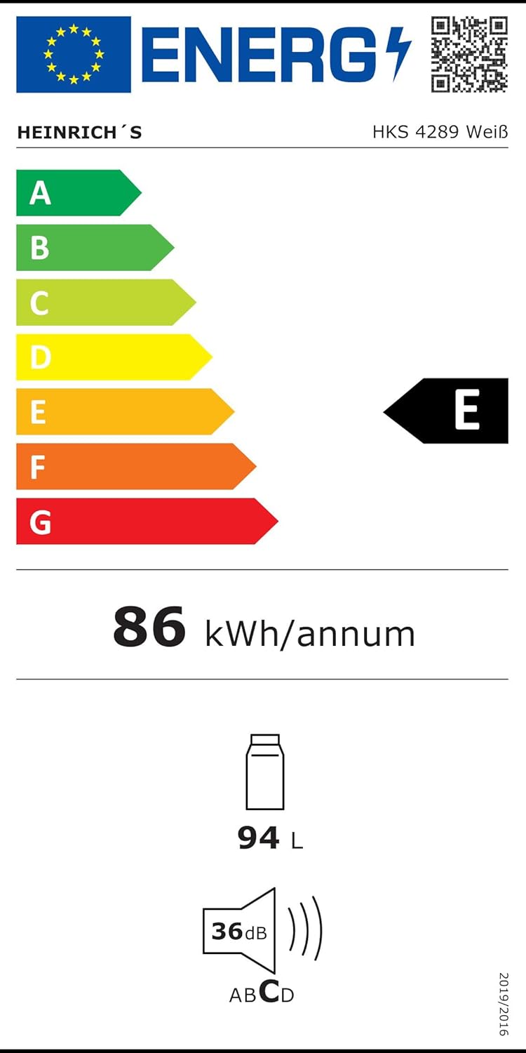 HEINRICHS Getränkekühlschrank 94L, 36dB, 7 Temperaturstufen, kompakt, für Büro & Outdoor, Weiß