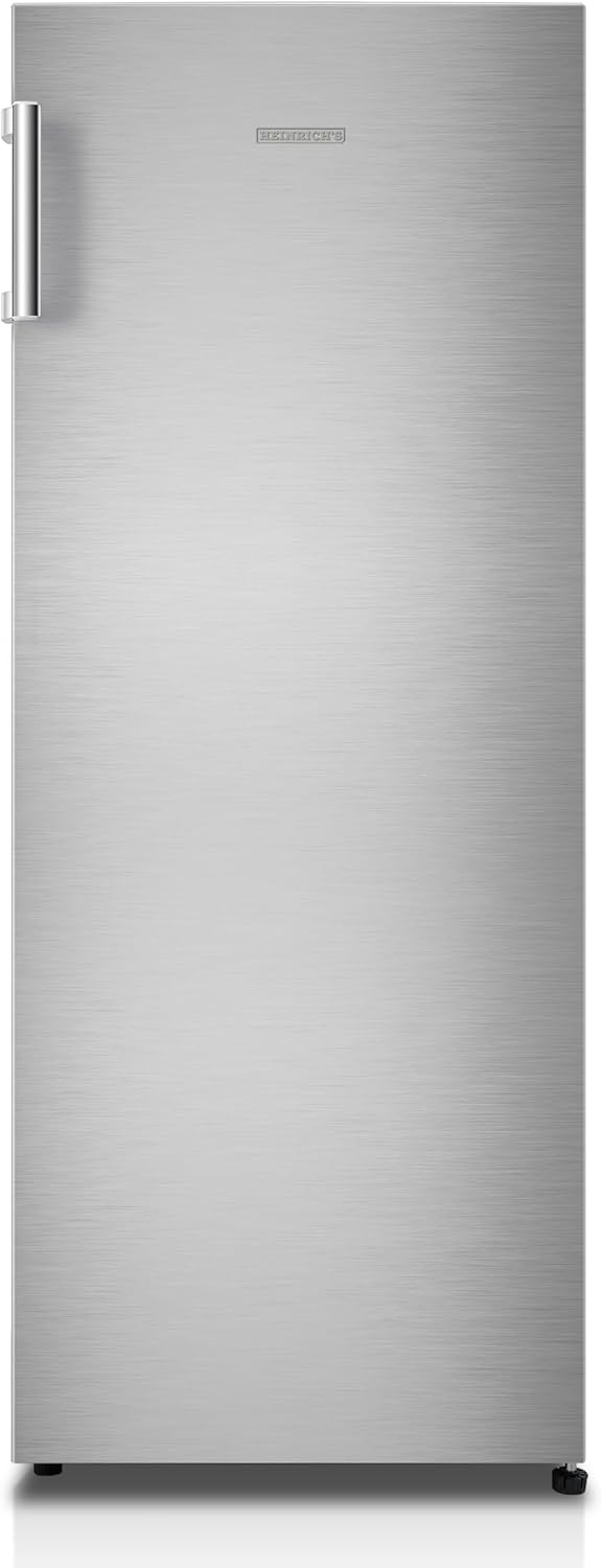 HEINRICHS Kühlschrank 242L, LED-Beleuchtung, 5 Glasablagen, 7 Temperaturstufen, wechselbarer Türanschlag, 40dB, Inox