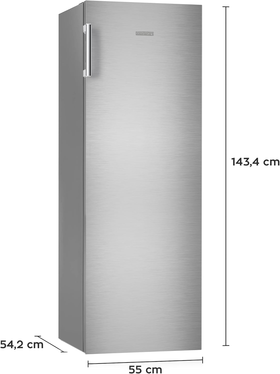 HEINRICHS Kühlschrank 242L, LED-Beleuchtung, 5 Glasablagen, 7 Temperaturstufen, wechselbarer Türanschlag, 40dB, Inox