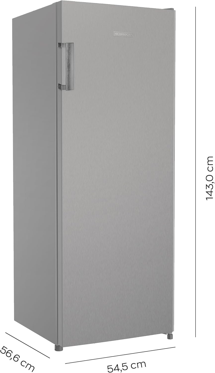 HEINRICHS Kühlschrank 241L, LED, 5 Glasablagen, wechselbarer Türanschlag, 39dB, Inox