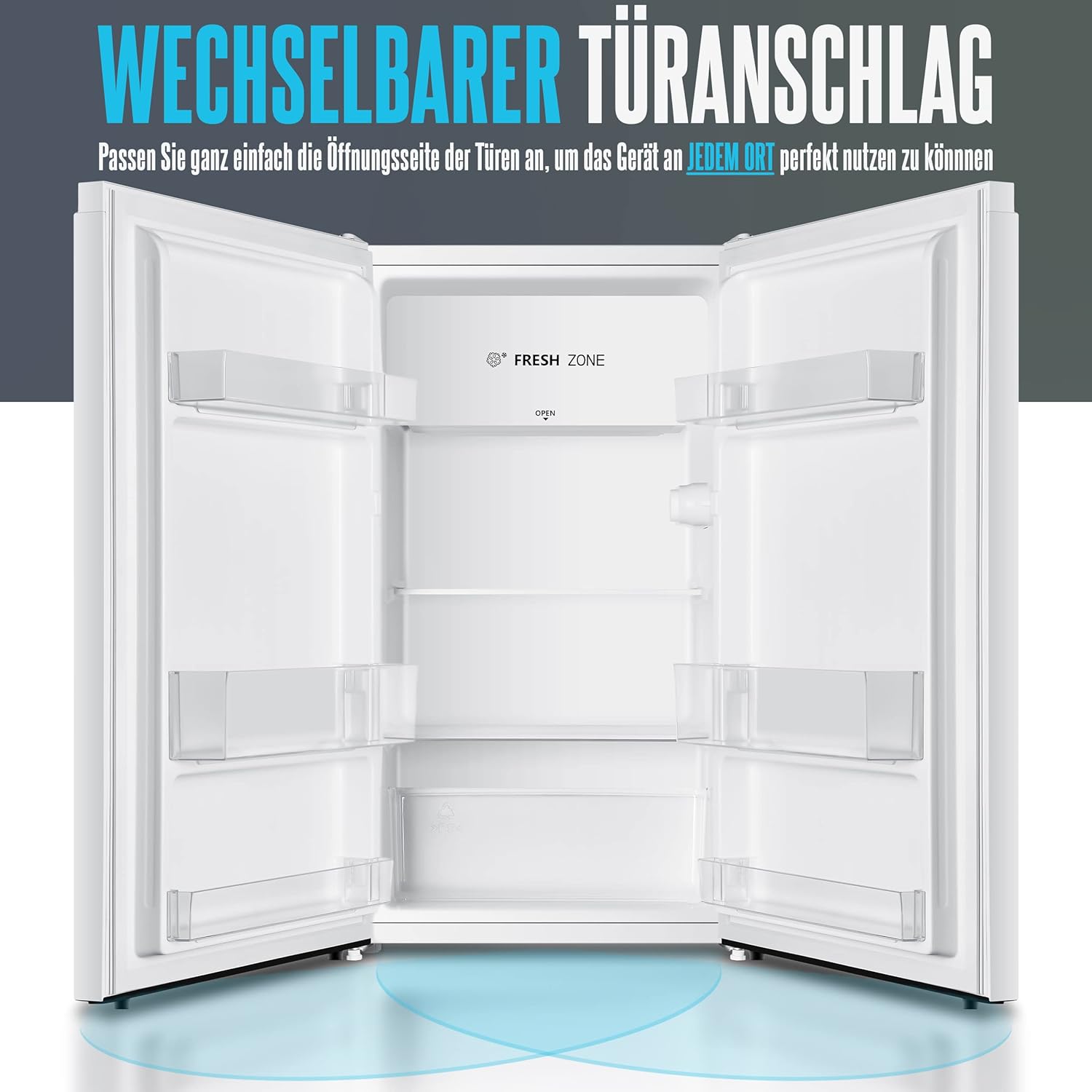 HEINRICHS Getränkekühlschrank 94L, 36dB, 7 Temperaturstufen, kompakt, für Büro & Outdoor, Weiß