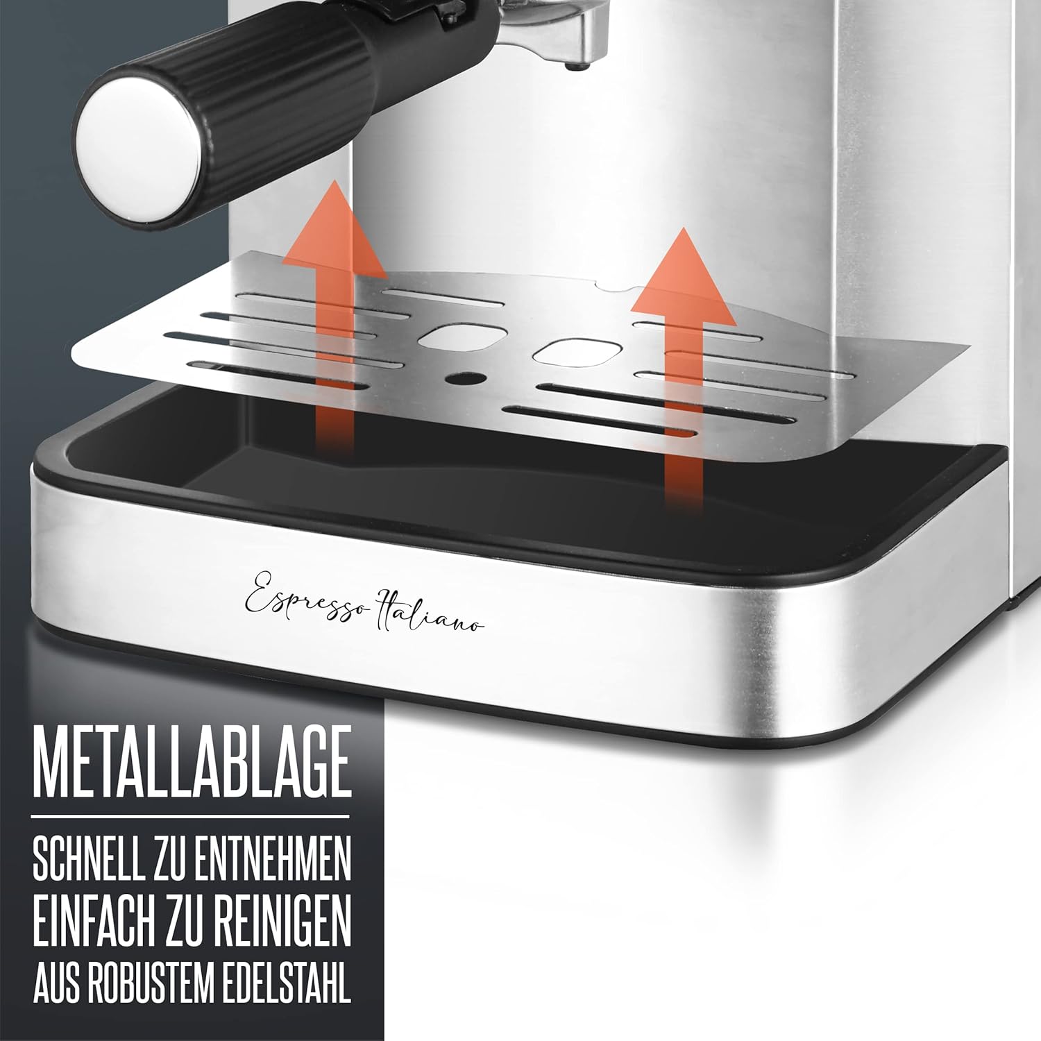 HEINRICHS Espressomaschine 850W, 20 Bar, Milchaufschäumer, 1,6L Tank, Warmhalteplatte