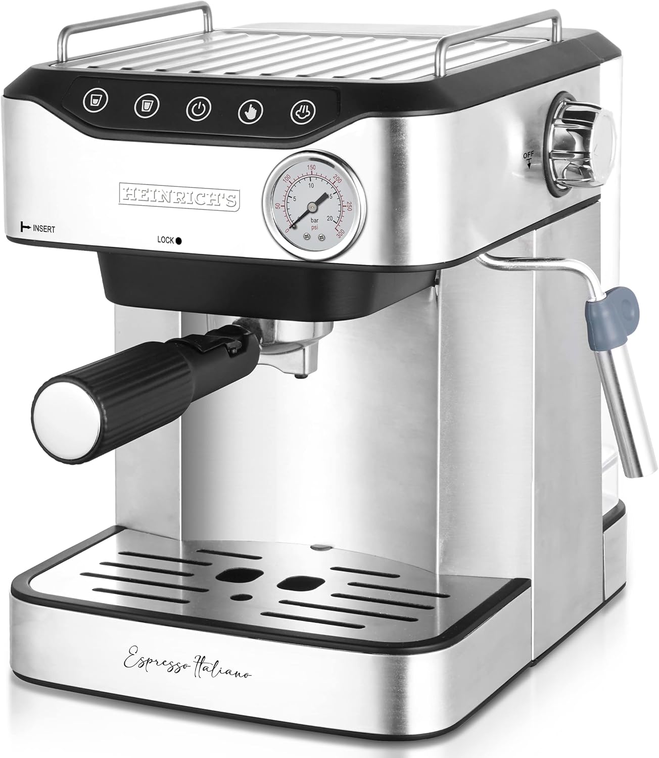 HEINRICHS Espressomaschine HES 8688, 850W, 20 Bar, Milchaufschäumer, 1,6L, LED-Touch