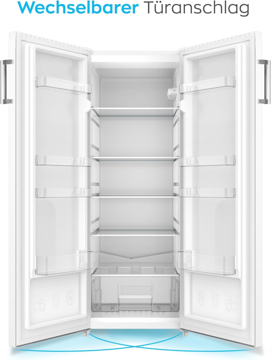 HEINRICHS Kühlschrank 241L, LED, 5 Glasablagen, wechselbarer Türanschlag, 39dB, Weiß