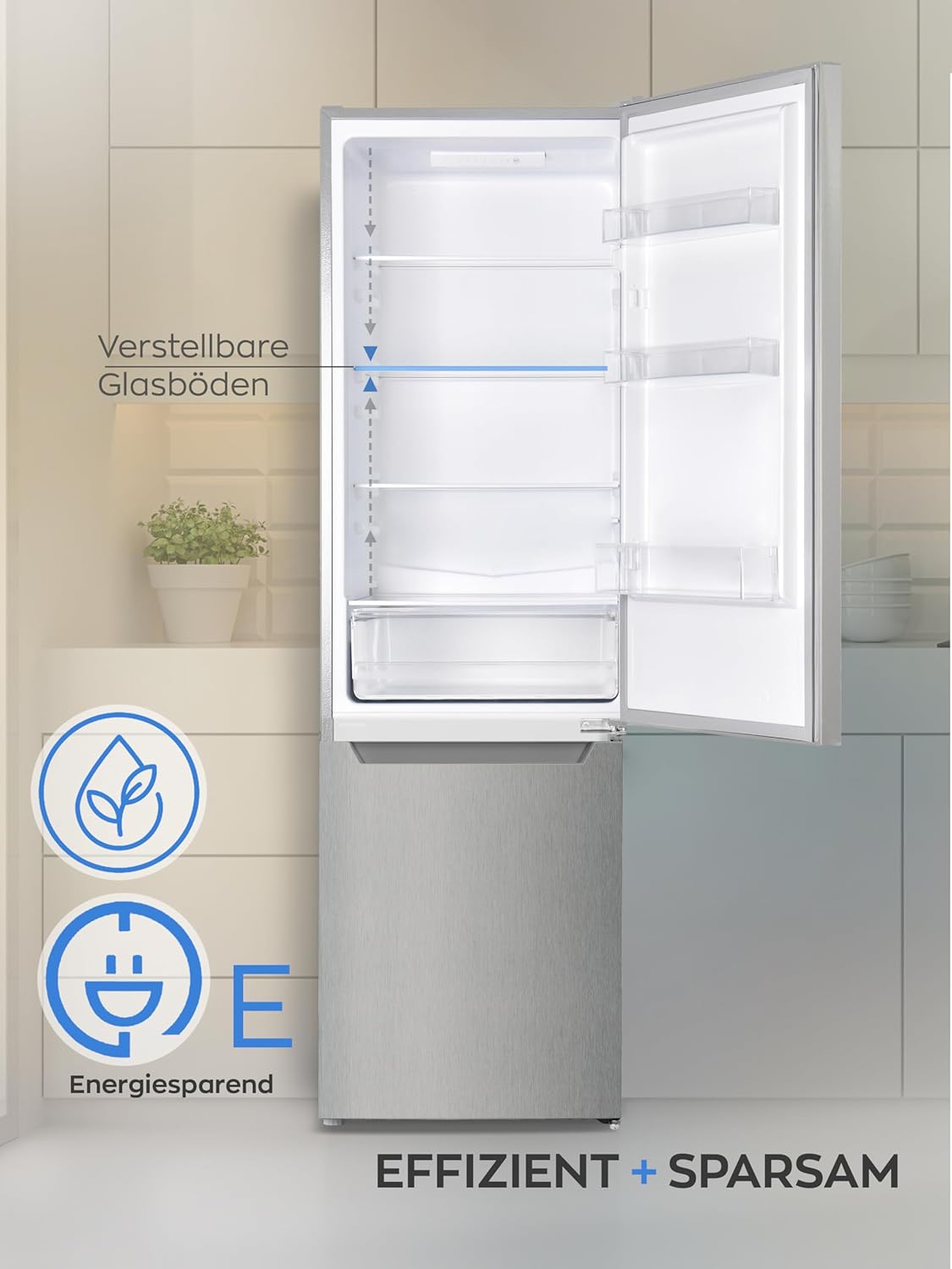 HEINRICHS Kühlgefrierkombination 262L, LED, 39dB, Fast-Cool, wechselbarer Türanschlag