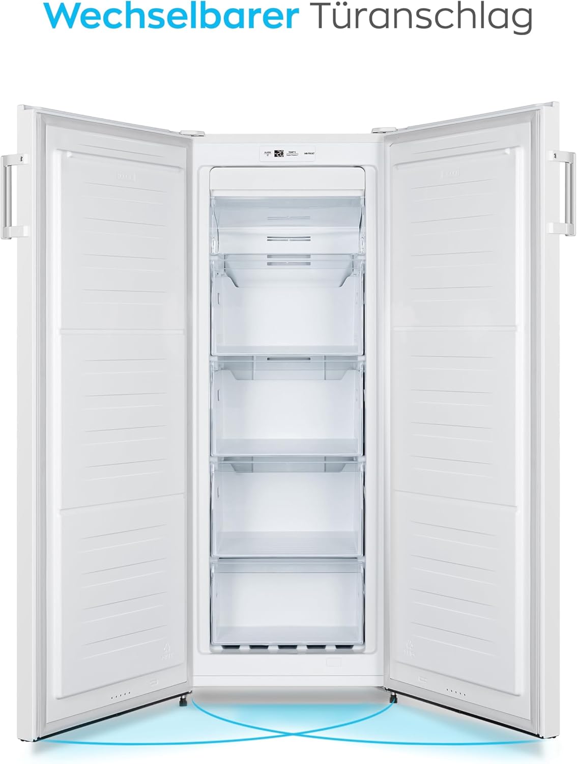 HEINRICHS Gefrierschrank 85L, No-Frost, 4 Schubladen, LED-Display, Airflow, Alarmfunktion, Weiß