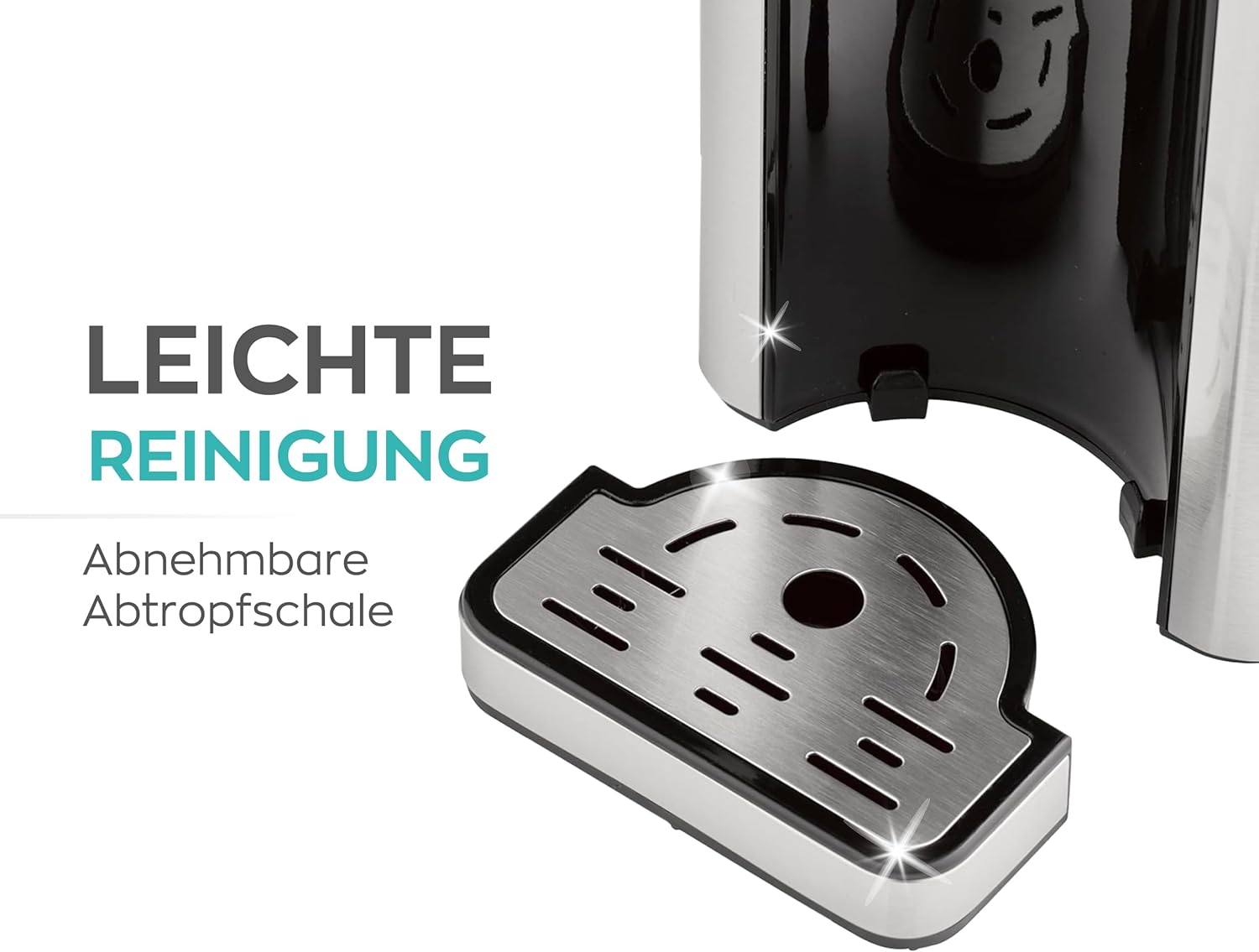 HEINRICHS Heißwasserspender, 40°-100°C, 100ml-400ml auswählbar, Touch-Display, 2,7L Tank, Reinigungsfunktion