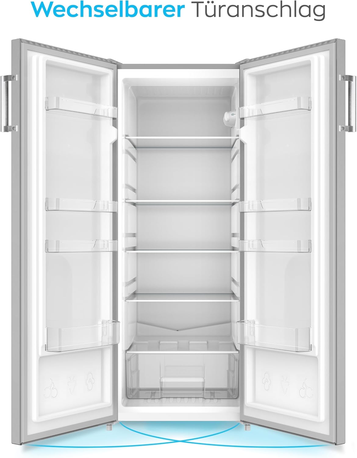 HEINRICHS Kühlschrank 241L, LED, 5 Glasablagen, wechselbarer Türanschlag, 39dB, Inox