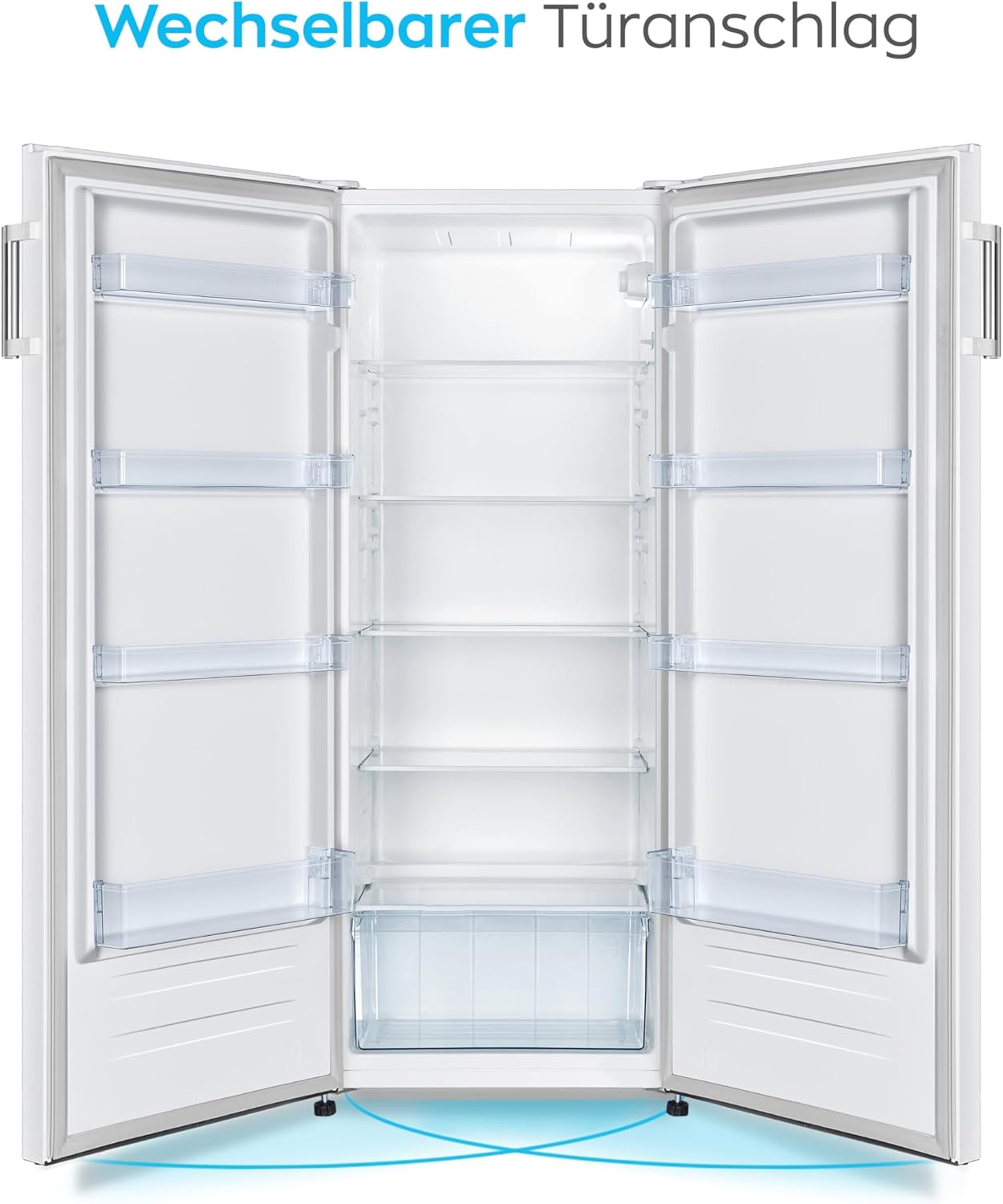 HEINRICHS Kühlschrank 242L, LED-Beleuchtung, 5 Glasablagen, 7 Temperaturstufen, wechselbarer Türanschlag, 40dB, Weiß