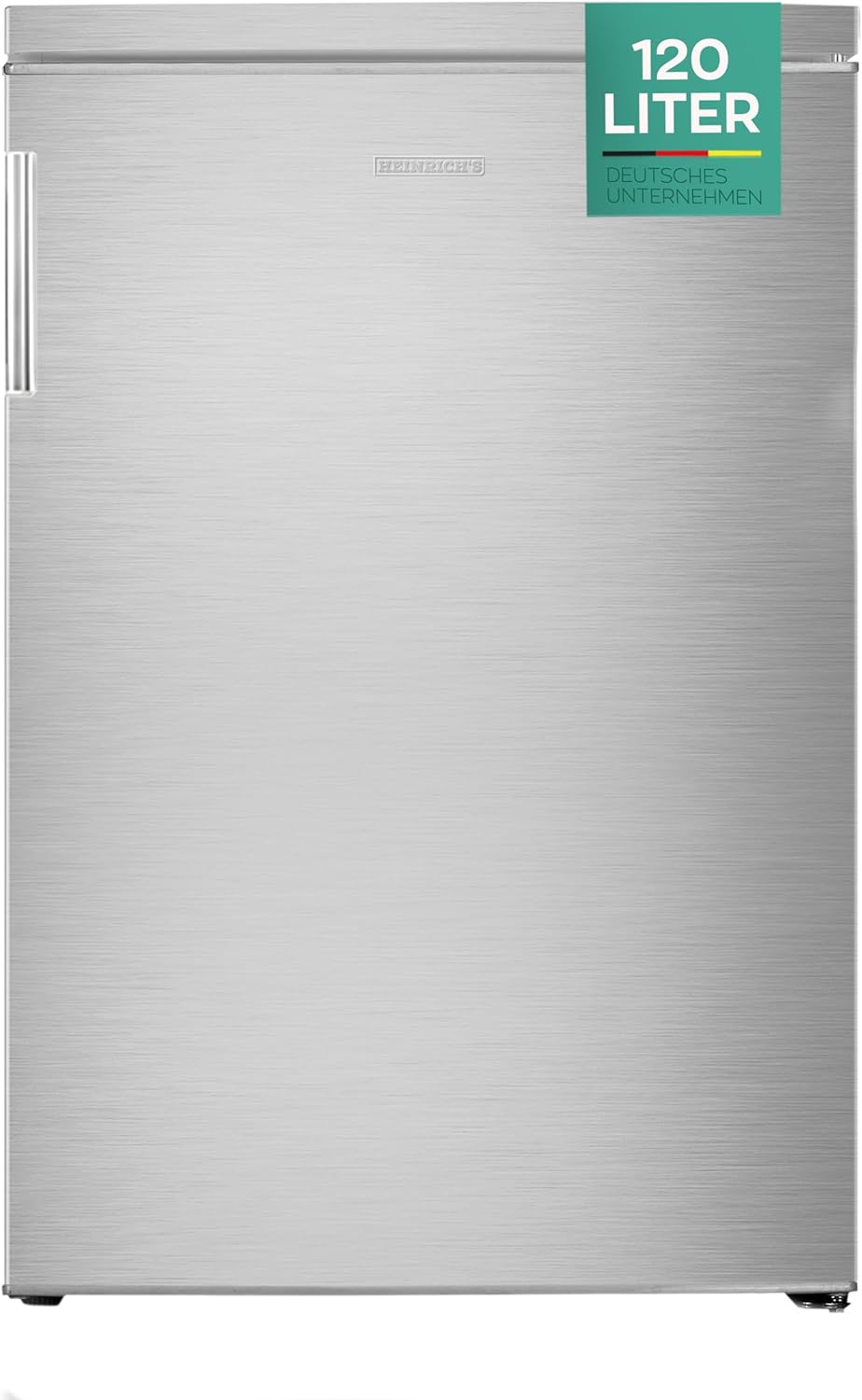 HEINRICHS Getränkekühlschrank 120L, 40dB, 13L Gefrierfach, kompakt, für Büro & Outdoor, Inox