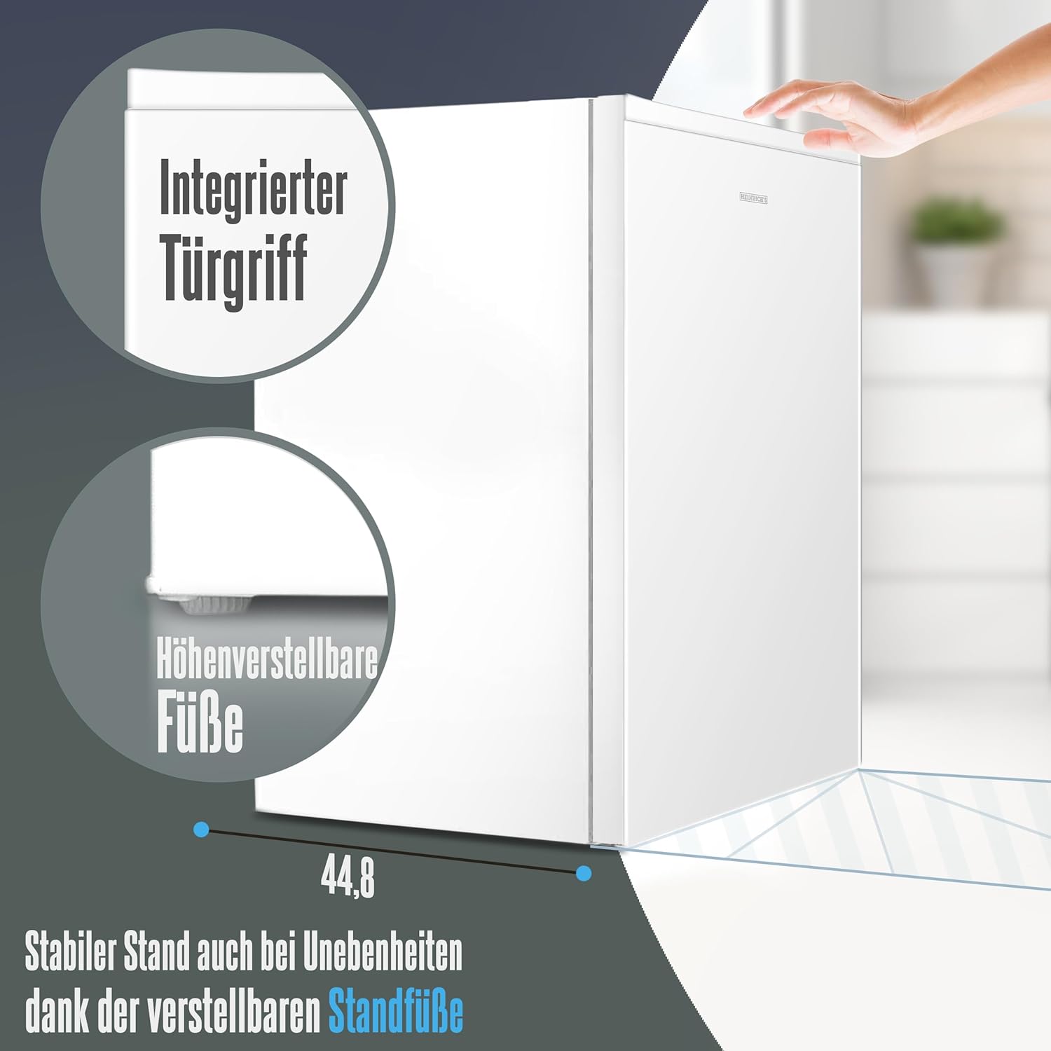 HEINRICHS Getränkekühlschrank 94L, 36dB, 7 Temperaturstufen, kompakt, für Büro & Outdoor, Weiß