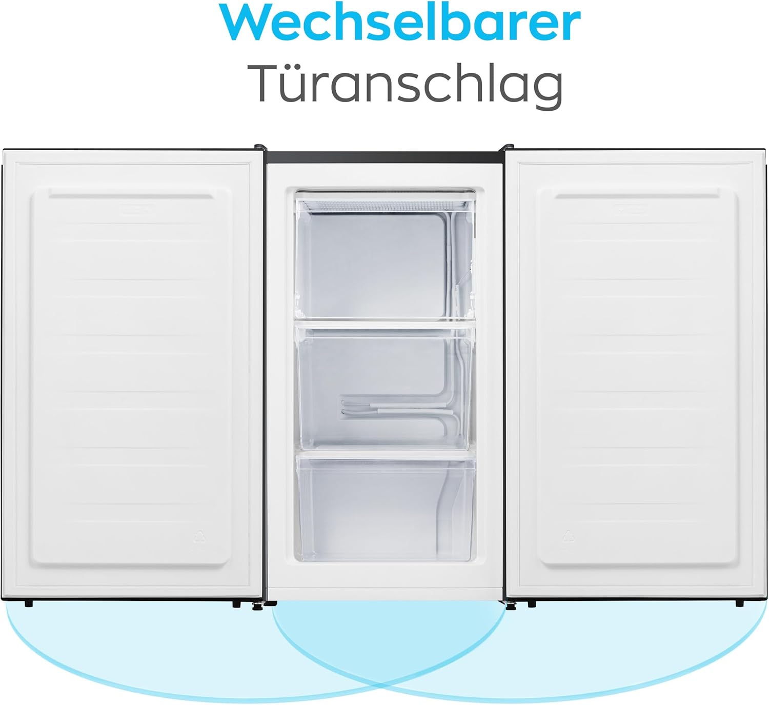 HEINRICHS Gefrierschrank 61L, 3 Schubladen, 7 Stufen, Airflow, wechselbarer Türanschlag, Schwarz