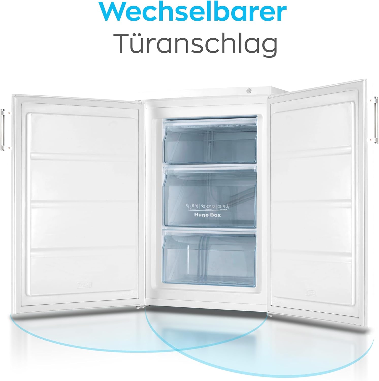 HEINRICHS Gefrierschrank 85L, 3 Schubladen, stufenlose Temperaturregelung, Airflow, Weiß