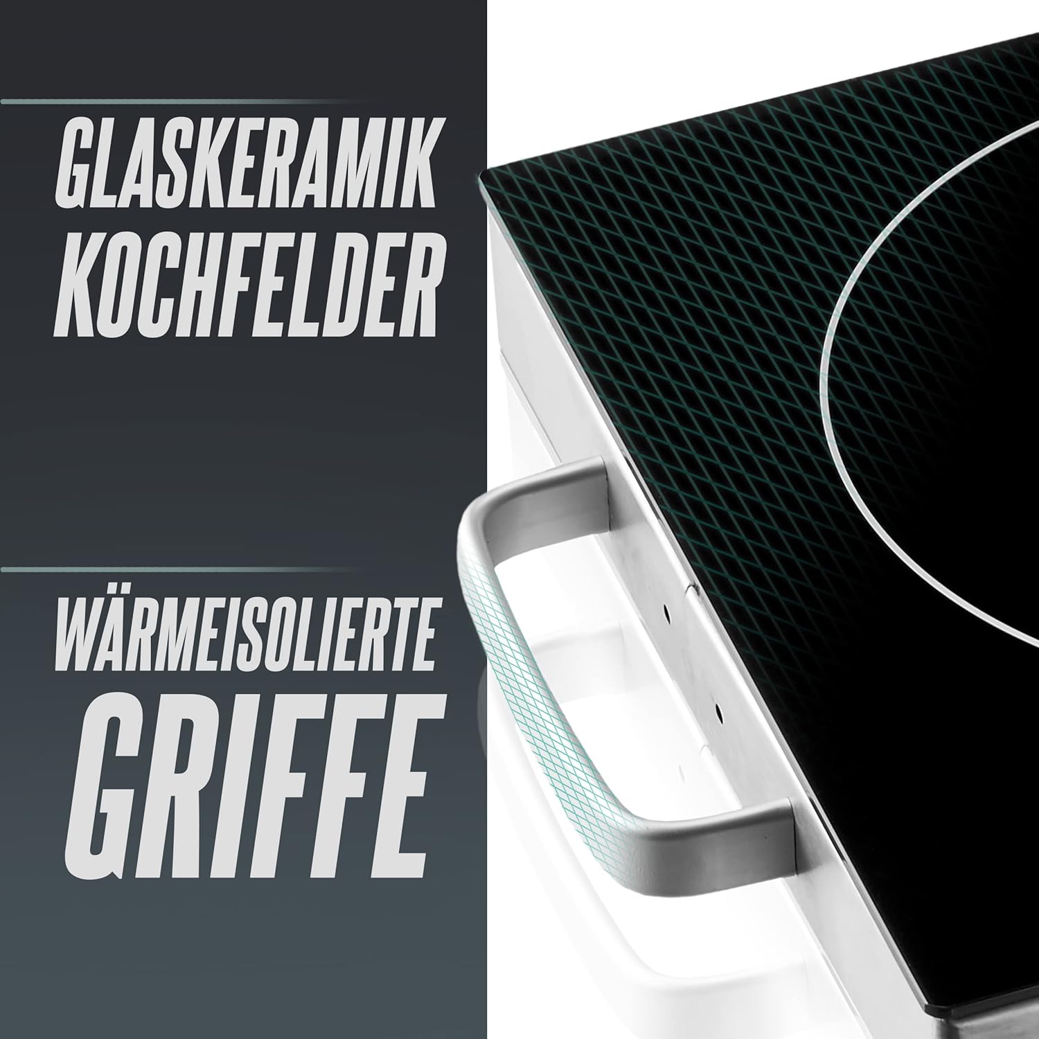 HEINRICHS Doppelkochplatte, 2800W, Infrarot Glaskeramik, für alle Töpfe und Pfannen, für Camping & Büro