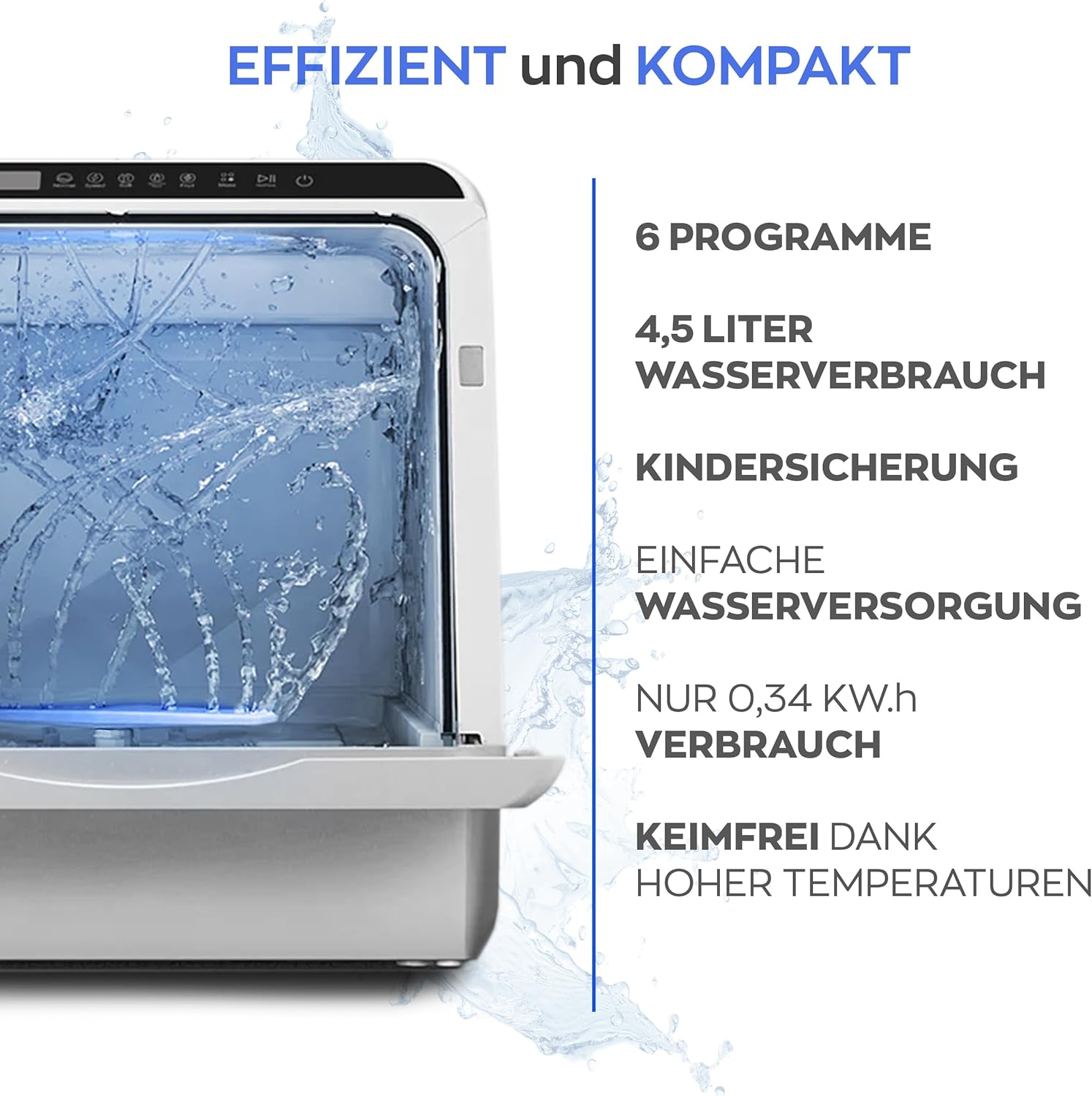 Heinrich´s Mini Geschirrspüler 5 L, Tischspülmaschine für Camping & Küche