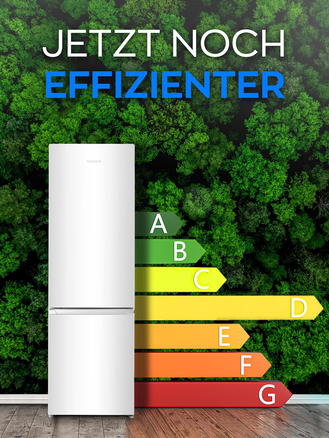 Heinrich´s HEINRICHS Kühlgefrierkombination 269 Liter, Kühlvolumen 198L, Gefrierfach 71L,LED Beleuchtung,Kühlschrank Türanschlag wechselbar, leise 39dB,große Tiefkühlboxen, 7 Temperaturstufen, (weiß)