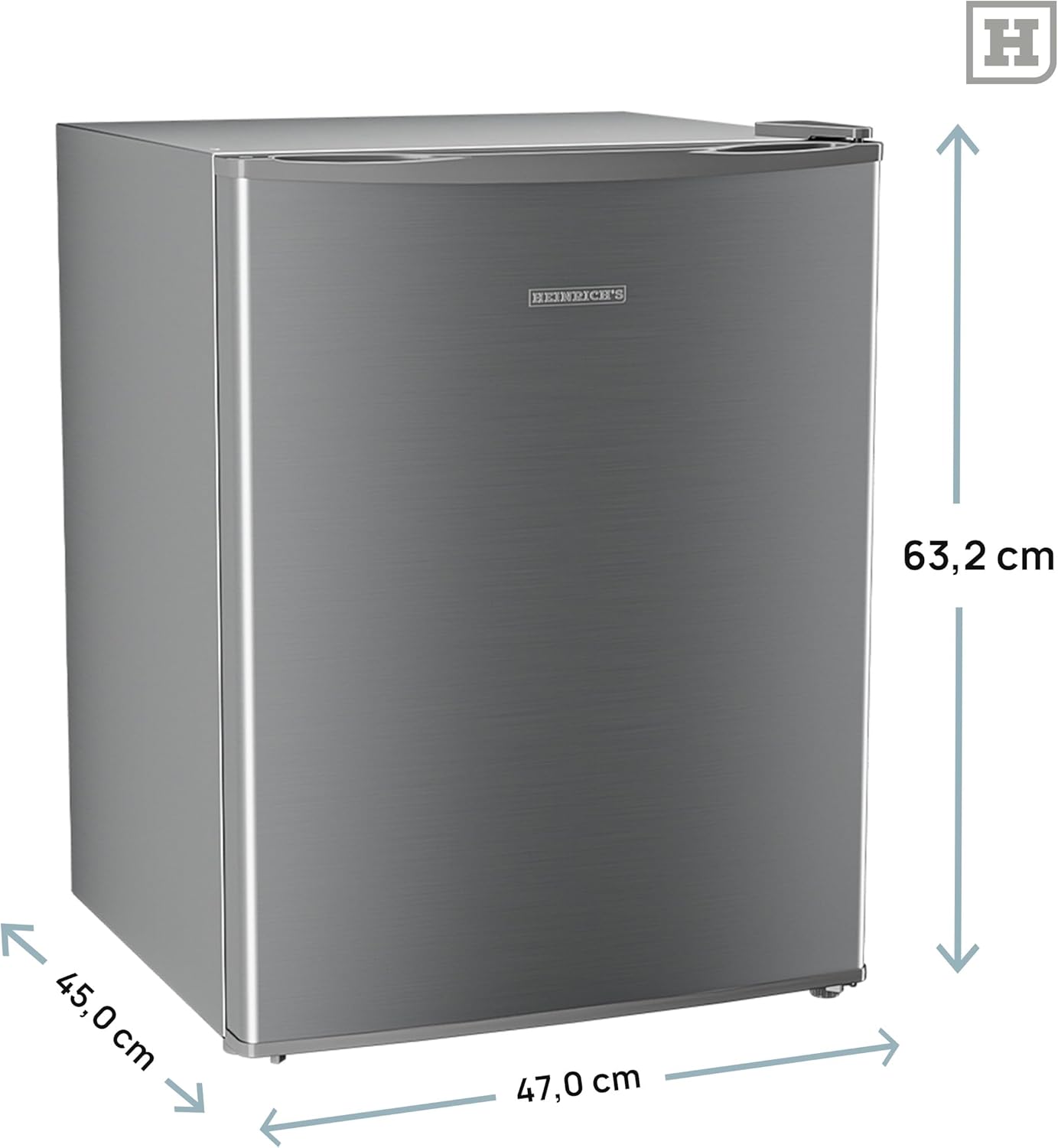 Heinrich´s Getränkekühlschrank 58L,klein, Mini-Kühlschrank für Dosen, Flaschen, Snacks, modernes Design, Tisch-Kühlschrank, leise:39dB geeignet für Büro, Camping, Garten, Outdoor, Hotels, Schlafzimmer