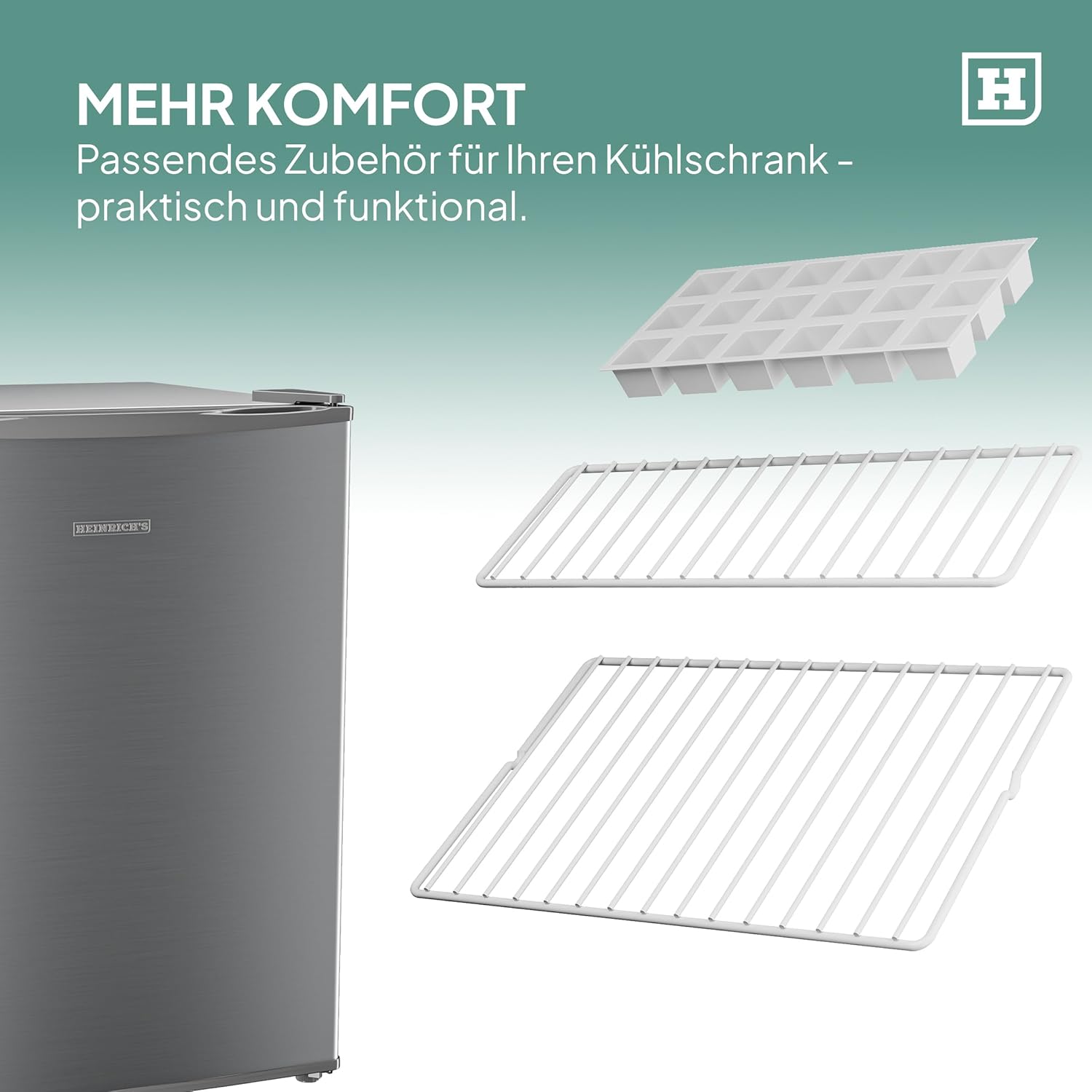 Heinrich´s Getränkekühlschrank 58L,klein, Mini-Kühlschrank für Dosen, Flaschen, Snacks, modernes Design, Tisch-Kühlschrank, leise:39dB geeignet für Büro, Camping, Garten, Outdoor, Hotels, Schlafzimmer