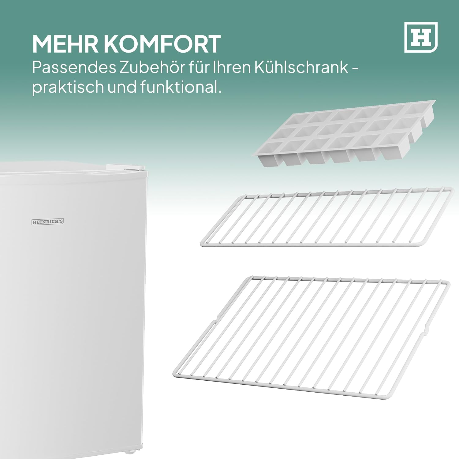 Heinrich´s Getränkekühlschrank 58L,klein, Mini-Kühlschrank für Dosen, Flaschen, Snacks, modernes Design, Tisch-Kühlschrank, leise:39dB geeignet für Büro, Camping, Garten, Outdoor, Hotels, Schlafzimmer